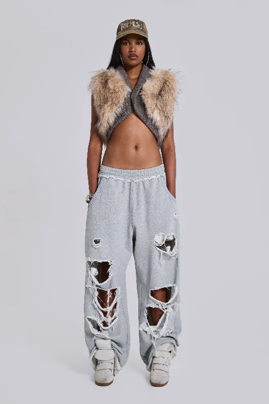 Distressed Grey Marl Baggy Monster Joggers