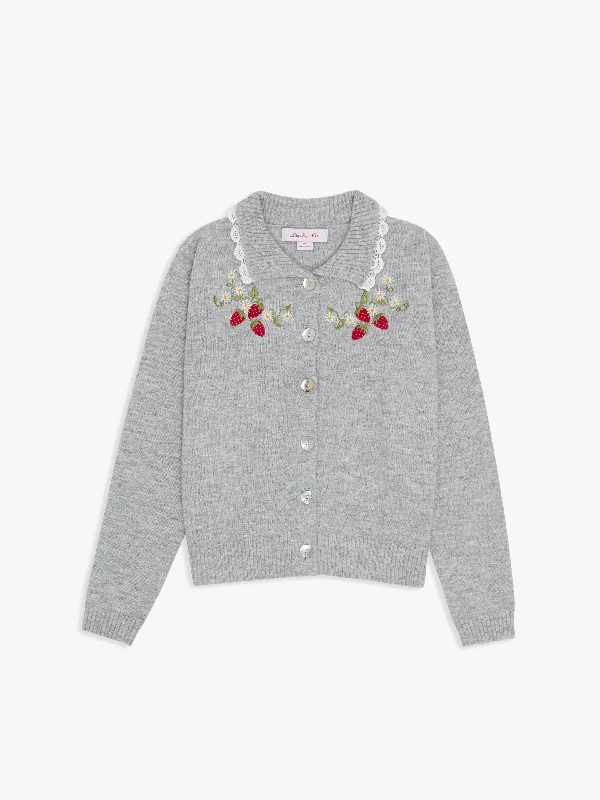 Callie Embroidered Cardigan - Strawberry Vine