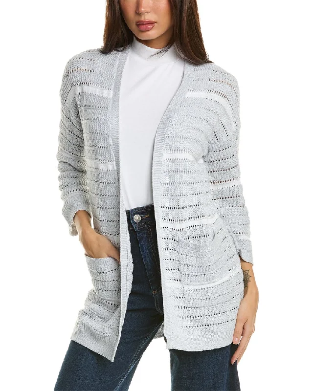 Forte Cashmere Texture Stripe Cardigan