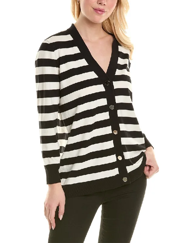 Jones New York Stripe Long Cardigan