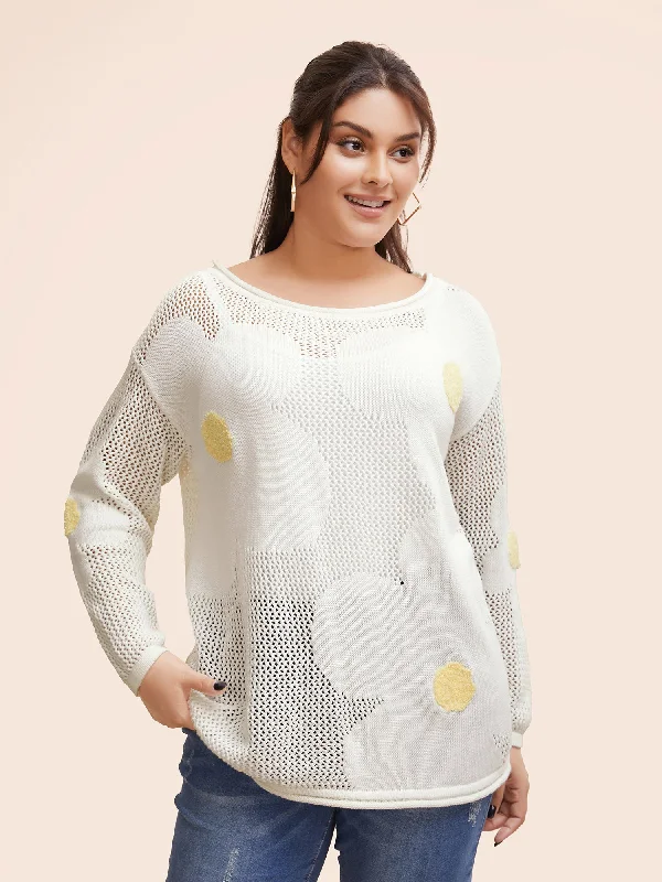 Cotton Crochet Floral Cut Out Pullover