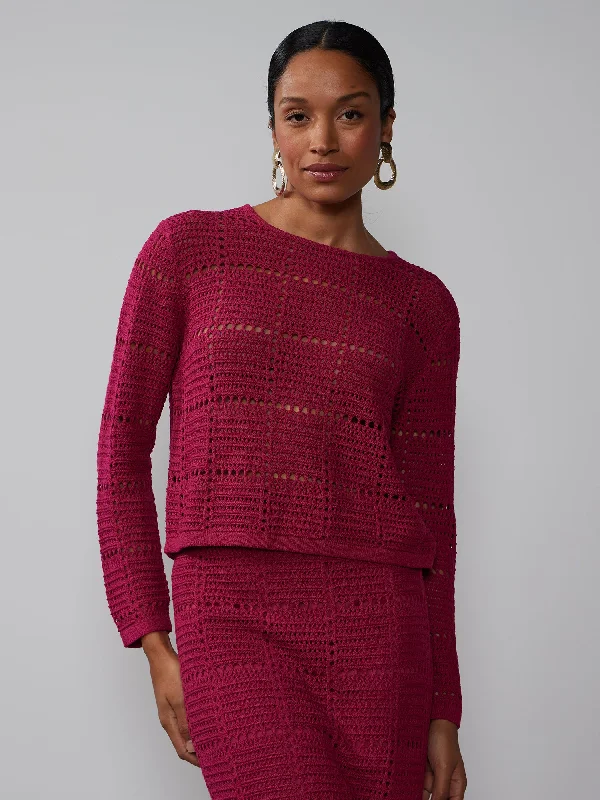 Long Sleeve Square Crochet Pullover