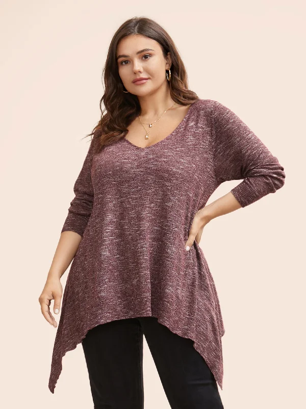 Solid Heather Asymmetrical Hem Pullover