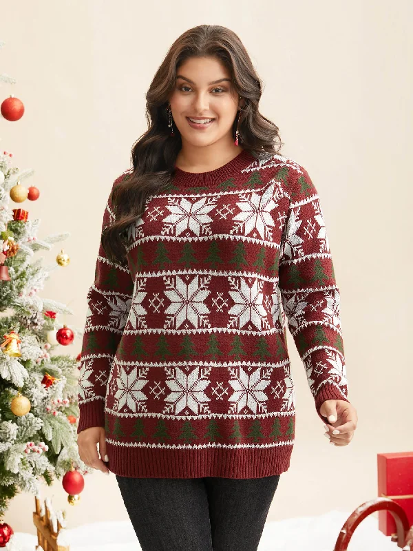 Supersoft Essentials Snowflakes Pattern Ribbed Pullover