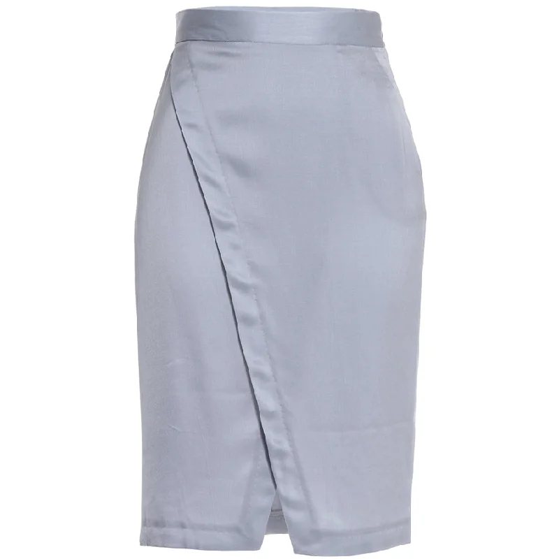 CUPRO WRAPPING PENCIL SKIRT "BERTA" IN SILVER