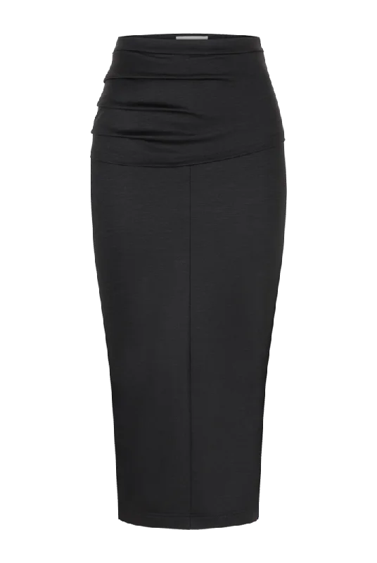 Draped Jersey Pencil Skirt | Midnight