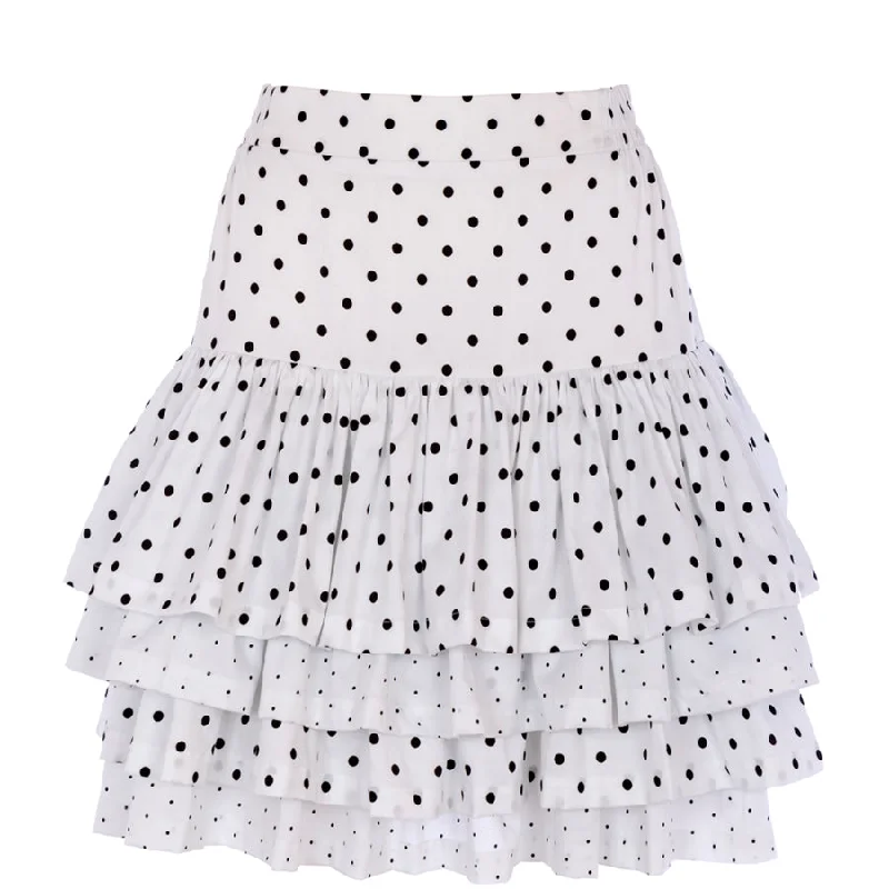 MINI SKIRT "GWYNETH" IN WHITE WITH BLACK DOTS