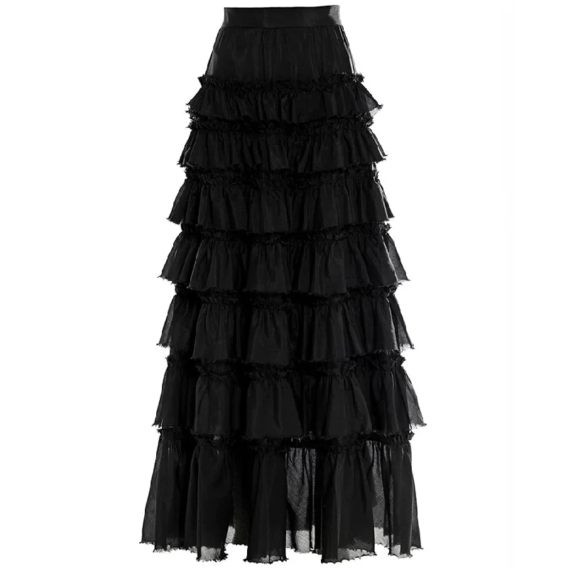 RUFFLE MAXI SKIRT "KATJA" IN BLACK