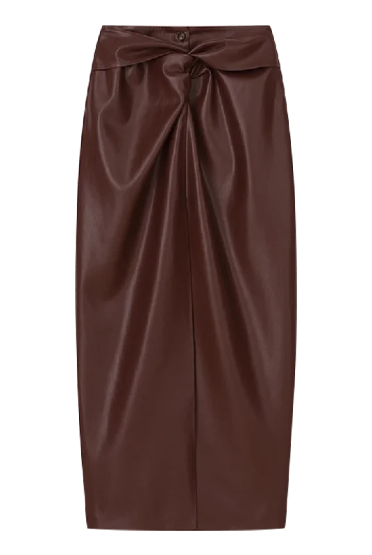 Leane Knotted OKOBOR™ Alt-leather Front Sarong Style Skirt