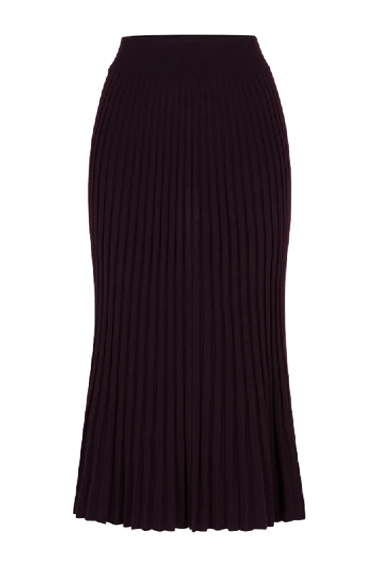 Pleated Wool Midi Skirt | Garnet