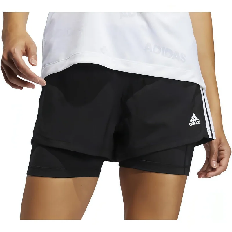 adidas Pacer 3 Stripes Woven 2 In 1 Womens Training Shorts - Black