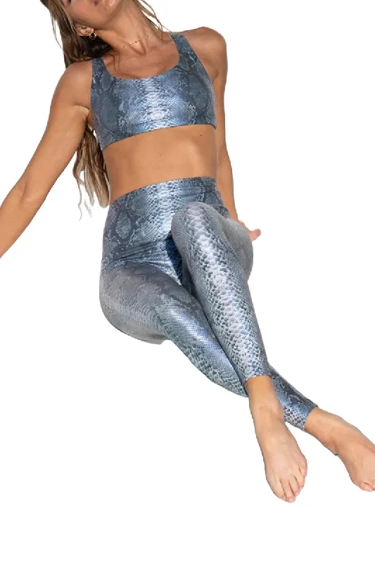 Onzie Hot Yoga High Rise Foil Midi 2252 Blue Mamba