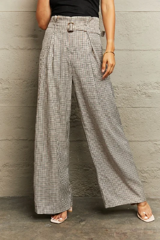 Plaid Wide Leg Pants