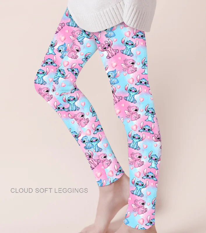 [Pre Sale] True Love Stitch in Love - Adult & Kids Casual Cloud Soft Yoga Band Leggings (EST SHIP LATE JAN)