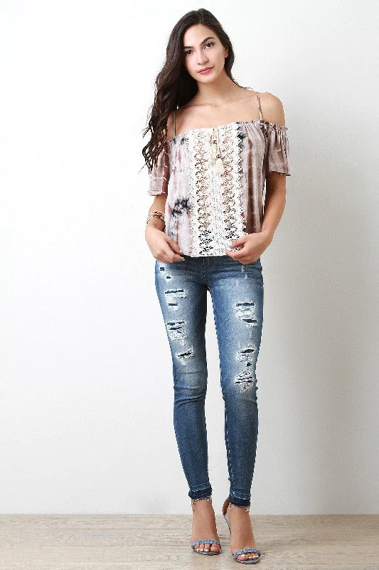 Mid Rise Undone Distressed Denim Jeans